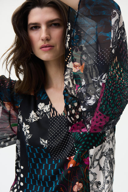 Blusa cuello "V" estampada 224053