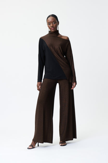 Blusa café metálico hombro descubierto 224083