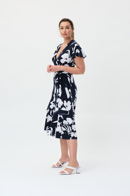 Vestido floral azul marino y beige 231047