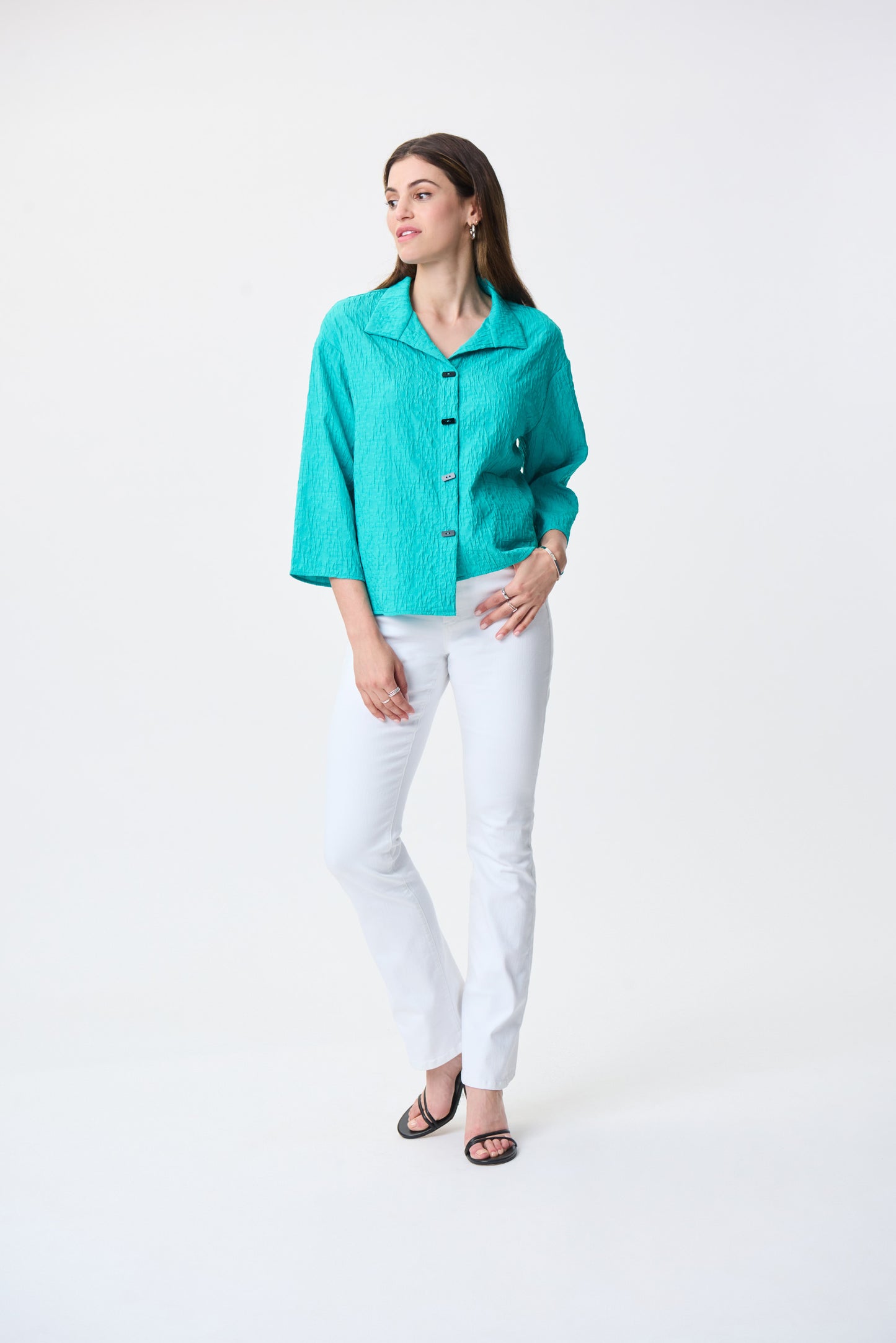 Chaqueta corrugada turquesa 231256