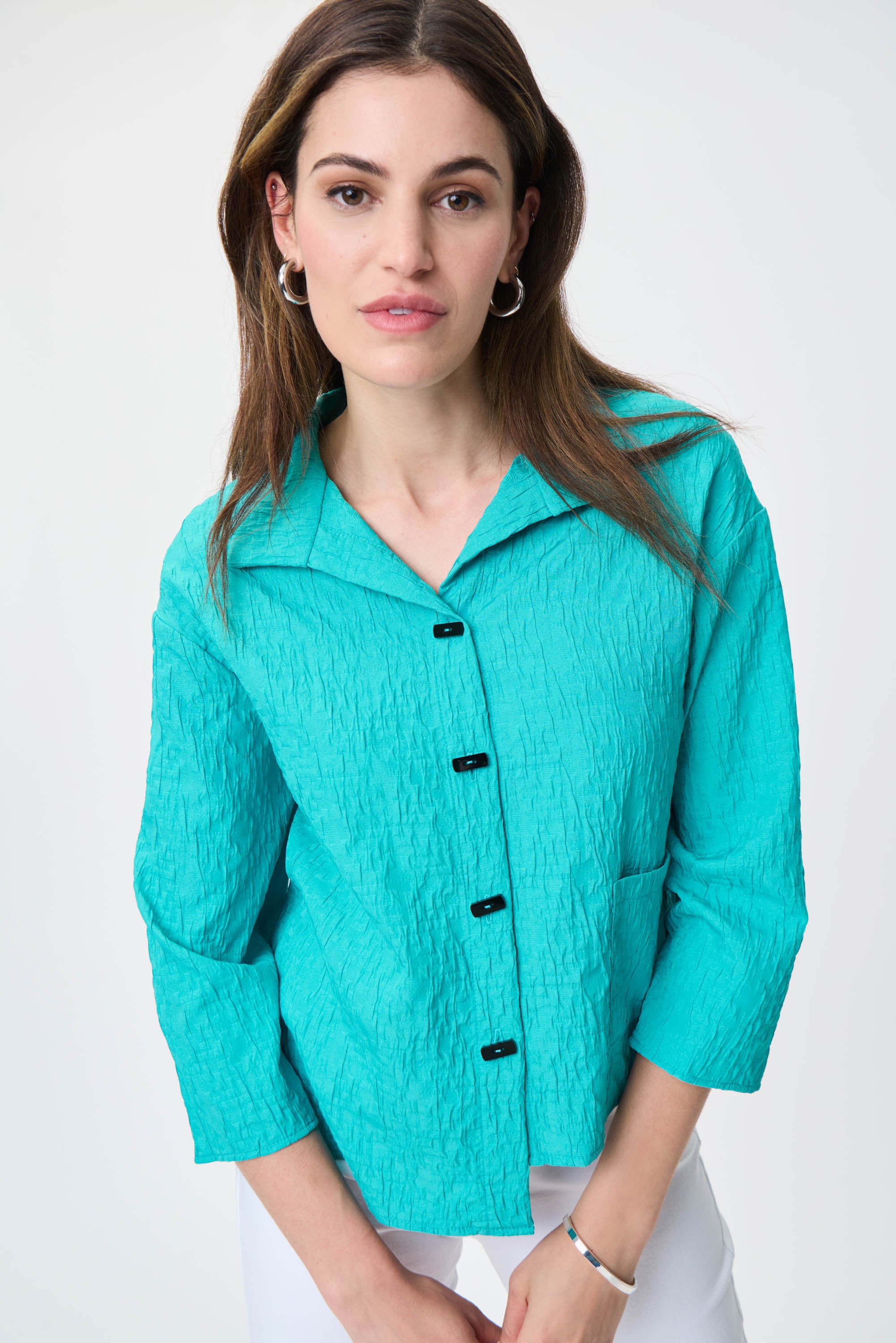 Chaqueta corrugada turquesa 231256
