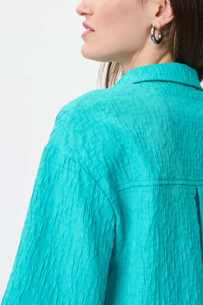 Chaqueta corrugada turquesa 231256