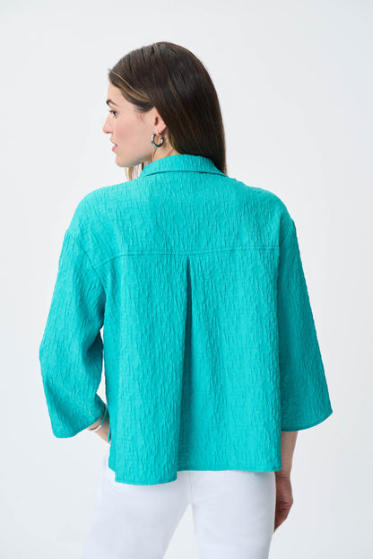 Chaqueta corrugada turquesa 231256