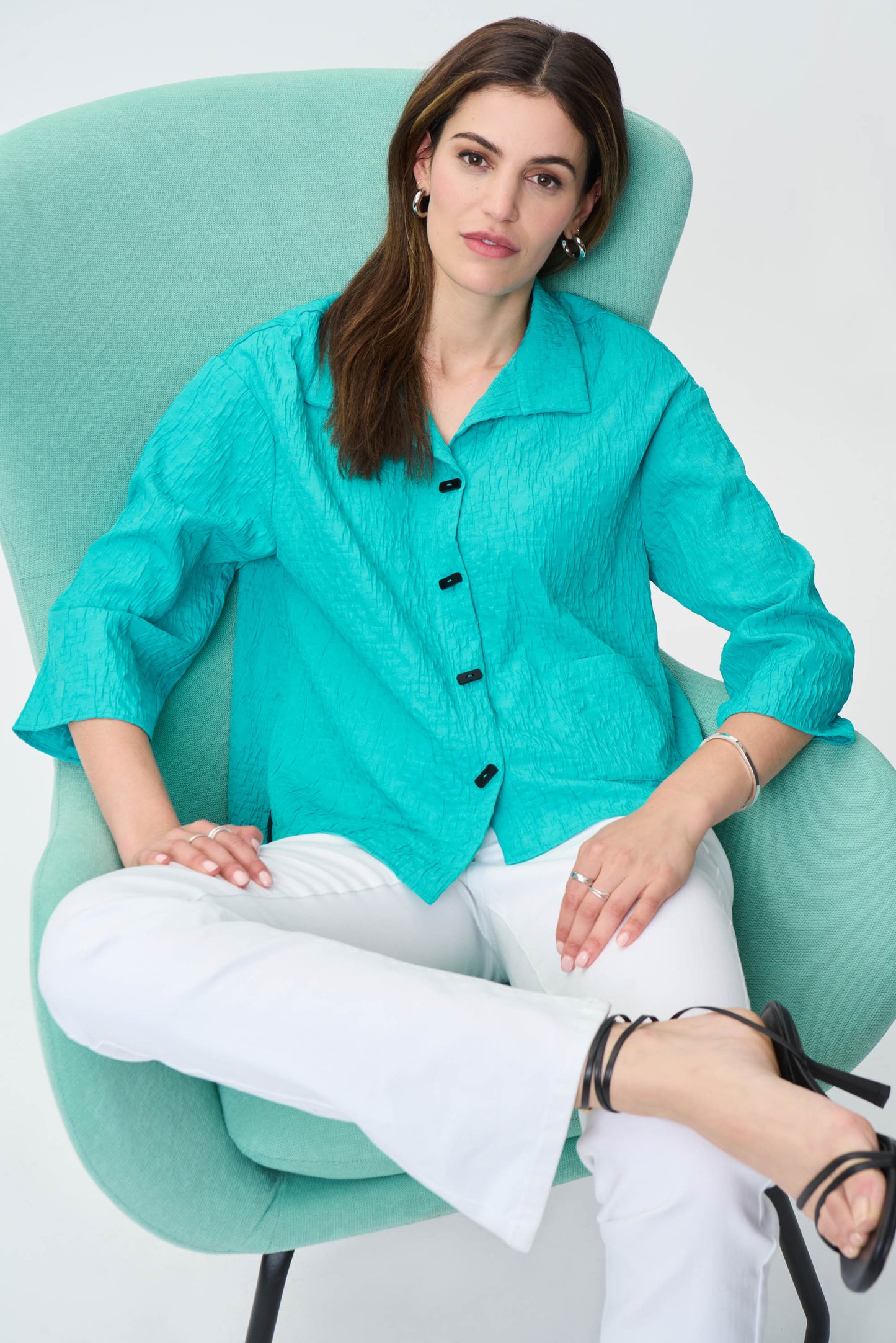 Chaqueta corrugada turquesa 231256