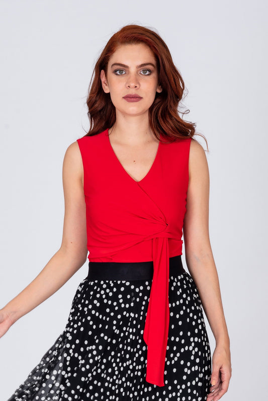 Top / blusa rojo con nudo 201236 Joseph Ribkoff