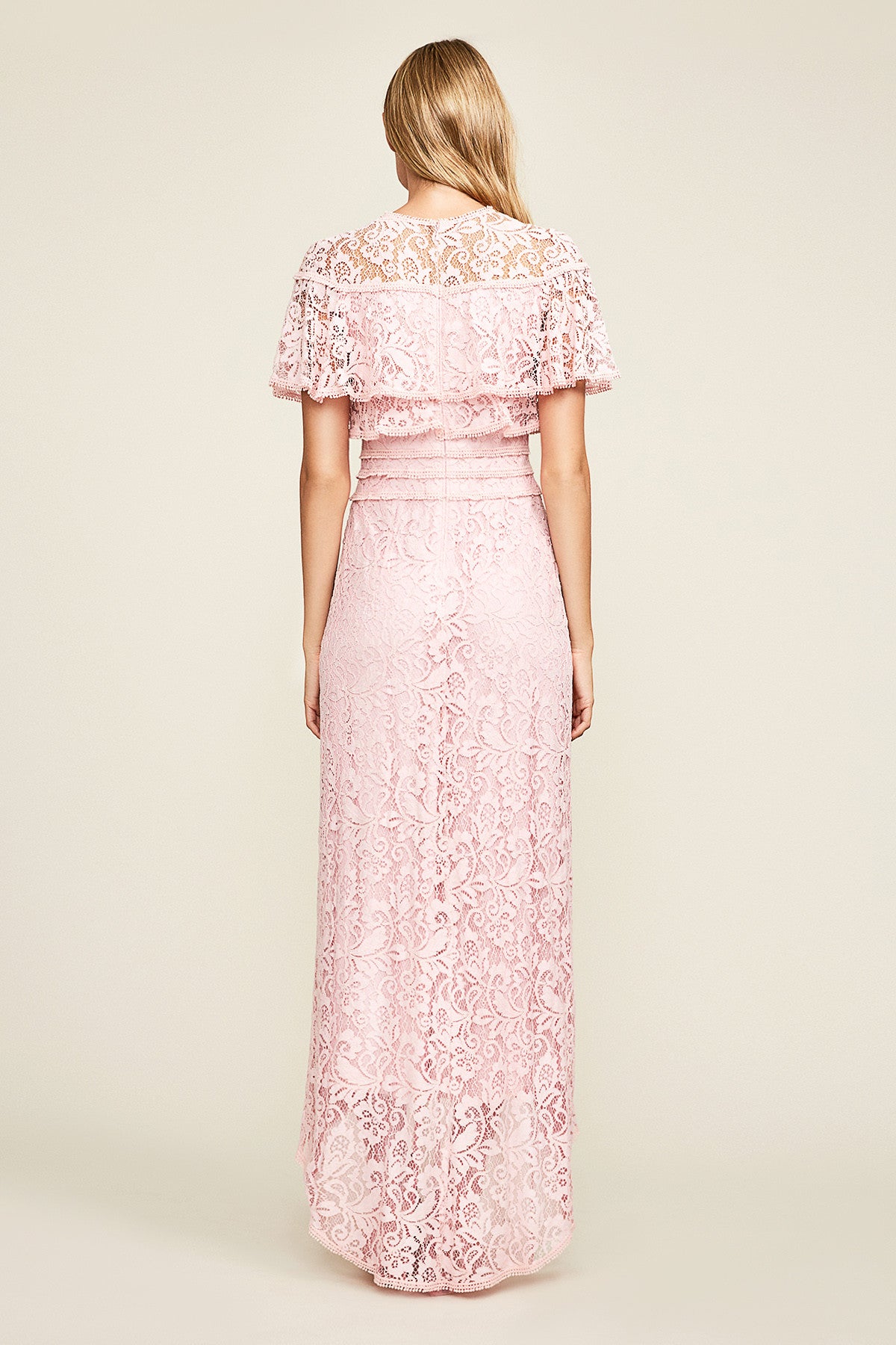 Vestido rosa claro guipur 18216  Tadashi Shoji