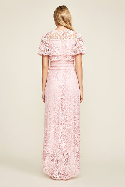 Vestido rosa claro guipur 18216  Tadashi Shoji