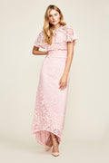 Vestido rosa claro guipur 18216  Tadashi Shoji
