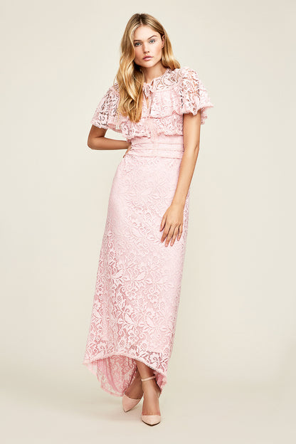 Vestido rosa claro guipur 18216  Tadashi Shoji