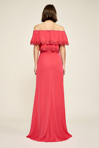 Vestido coral off-shoulder 18185 Tadashi Shoji
