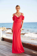 Vestido off-shoulder coral 18186 Tadashi Shoji