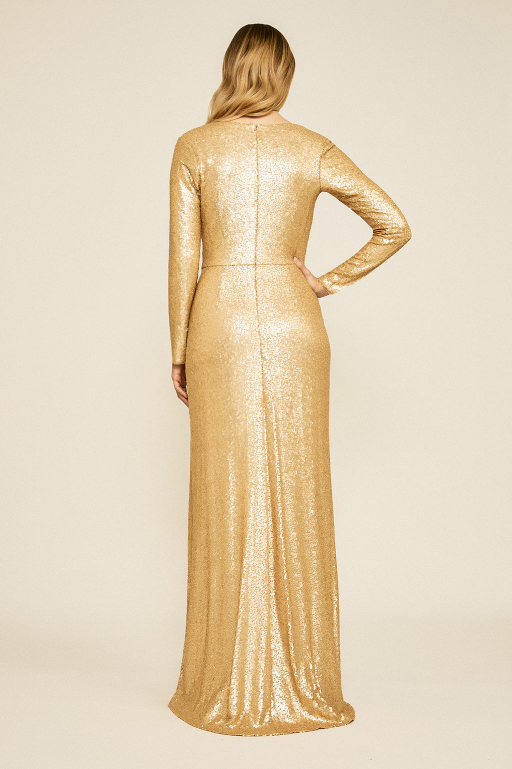 Vestido de lentejuelas dorado BGB18564L Tadashi Shoji