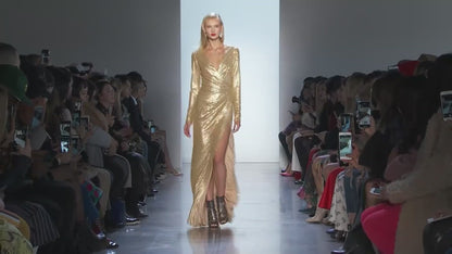 Vestido de lentejuelas dorado BGB18564L Tadashi Shoji