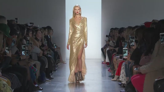 Vestido de lentejuelas dorado BGB18564L Tadashi Shoji